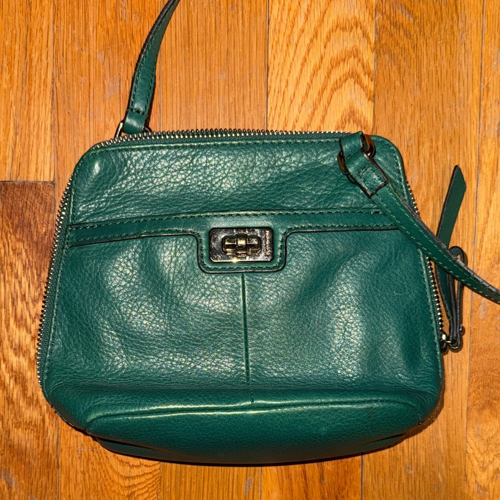 B. Makowsky Teal Leather Crossbody Bag